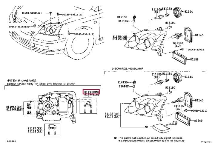 8119305020 Toyota Крепление фары