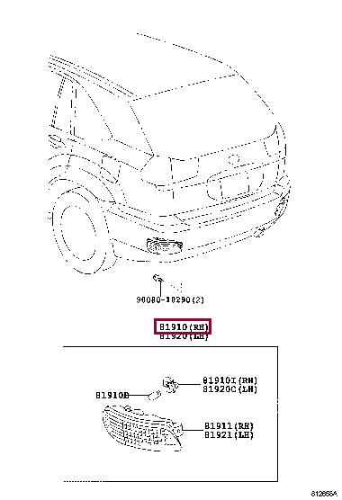 819100E010 Toyota Отражатель света