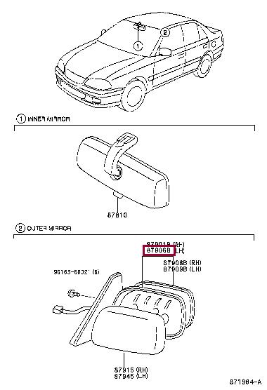 8790605012 Toyota Зеркало наружное заднего вида