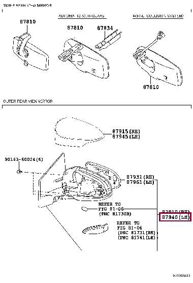 Toyota 87940-02F80 Зеркало заднего вида 8794002F80: Отличная цена - Купить в Украине на EXIST.UA! 8794002F80 Toyota Зеркало заднего вида