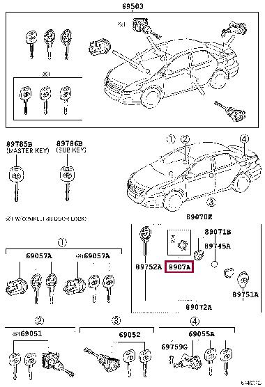 8907A33020 Toyota Переключатель ключа комплект