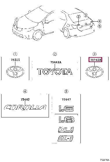 90975W2008 Toyota Емблема