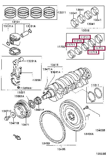 117012701301 Toyota Вкладыши вала коленчатого