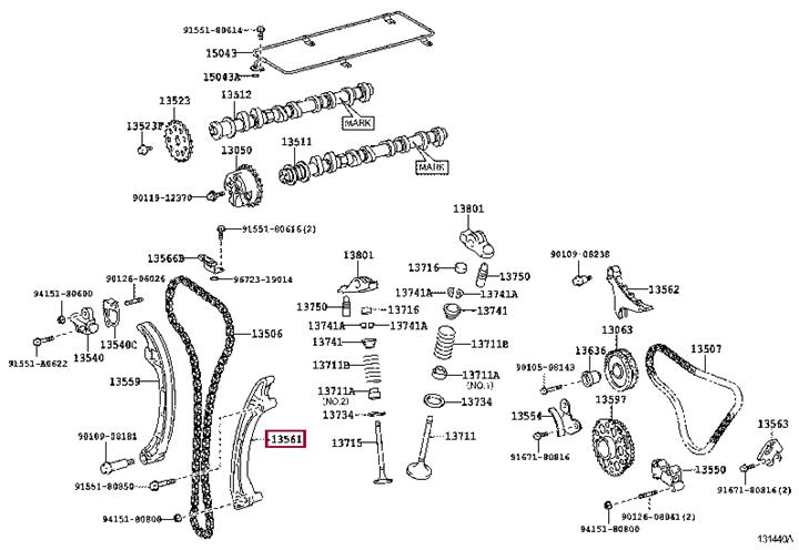Toyota 13561-75060 Успокоитель цепи ГРМ 1356175060: Отличная цена - Купить в Украине на EXIST.UA! 1356175060 Toyota Успокоитель цепи ГРМ