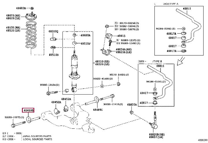 Toyota 48409-34020 Втулка 4840934020: Отличная цена - Купить в Украине на EXIST.UA! 4840934020 Toyota Втулка