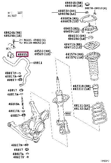 Toyota 48815-52070 Втулка стабілізатора переднього 4881552070: Купити в Україні - Добра ціна на EXIST.UA!