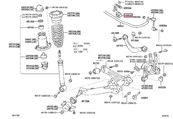 4881832130 Toyota Втулка стабилизатора заднего