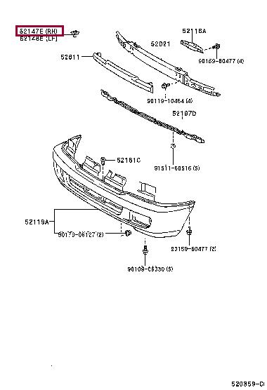 5214760050 Toyota Кронштейн бампера переднего