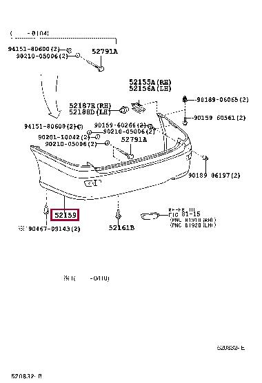 5215928904 Toyota Бампер задний