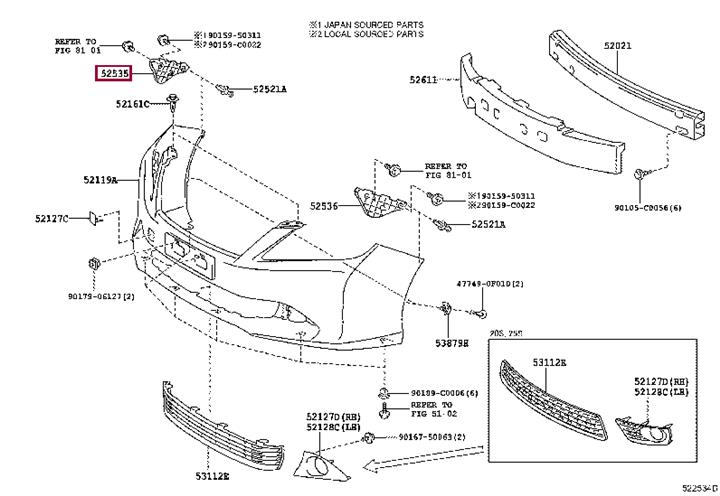 Toyota 52535-33050 Крепление бампера 5253533050: Отличная цена - Купить в Украине на EXIST.UA! 5253533050 Toyota Крепление бампера
