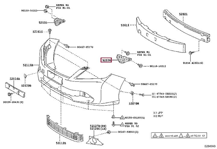 Toyota 52536-33050 Крепление бампера 5253633050: Отличная цена - Купить в Украине на EXIST.UA! 5253633050 Toyota Крепление бампера