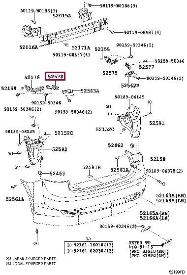 5257805010 Toyota Фиксатор бампера