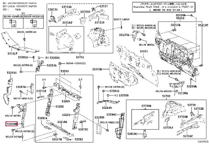 5320902081 Toyota Кронштейн замка капота