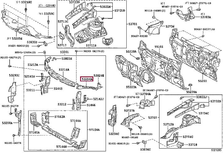 5321433030 Toyota Кріплення радіатора верхнє ліве