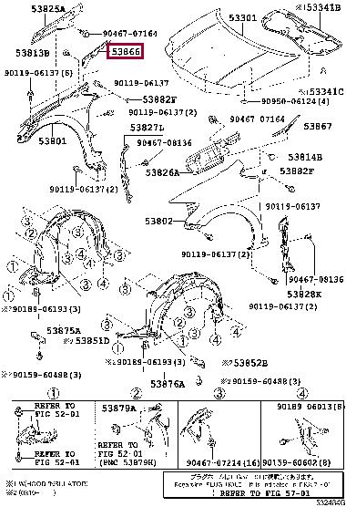 5386602020 Toyota Ущільнювач крила
