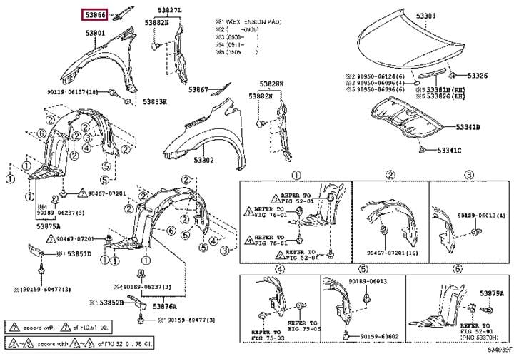 5386605030 Toyota Уплотнитель крыла