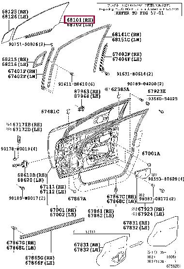 Toyota 68101-05050 Стекло двери 6810105050: Отличная цена - Купить в Украине на EXIST.UA! 6810105050 Toyota Стекло двери