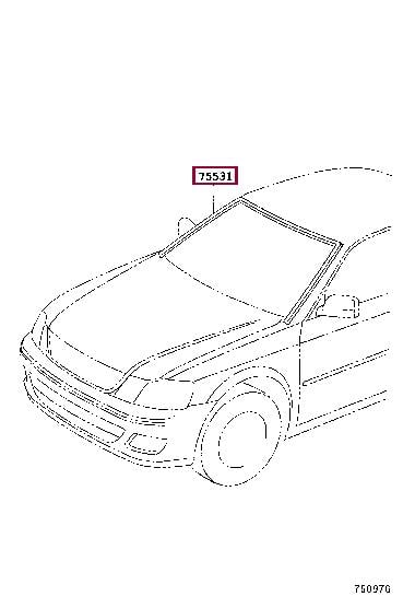 7553133050 Toyota Накладка лобового скла зовнішня, верхня