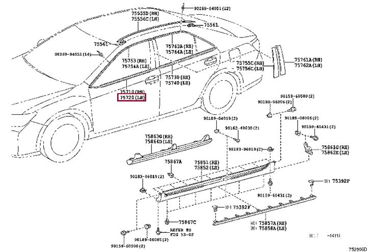 7572033140 Toyota Молдинг двери