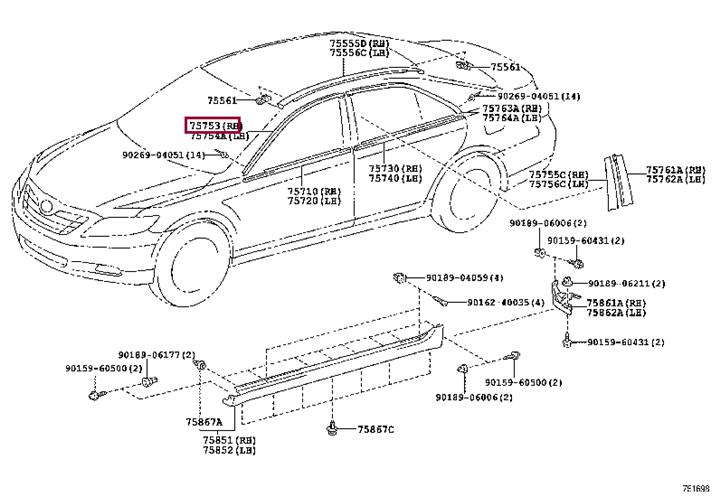 7575333060 Toyota Молдинг окна передней правой двери, наружный сверху