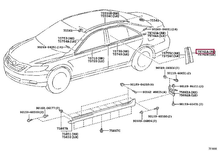 7576133010 Toyota Молдинг стекла