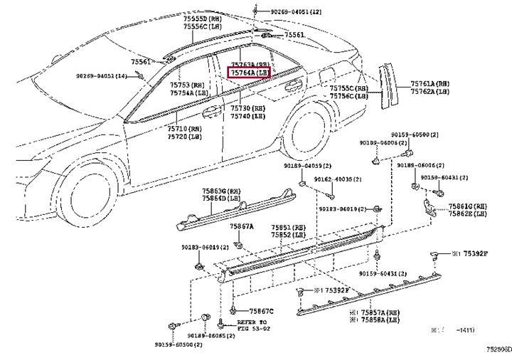 7576433100 Toyota Молдинг