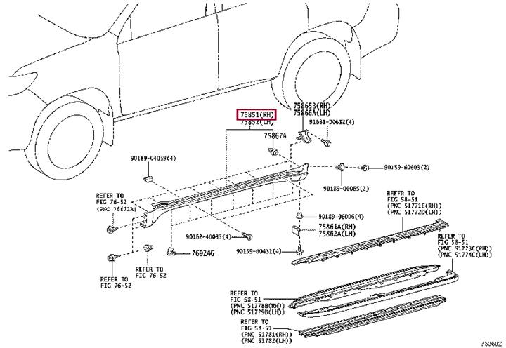 7580560050C0 Toyota Накладка порогу