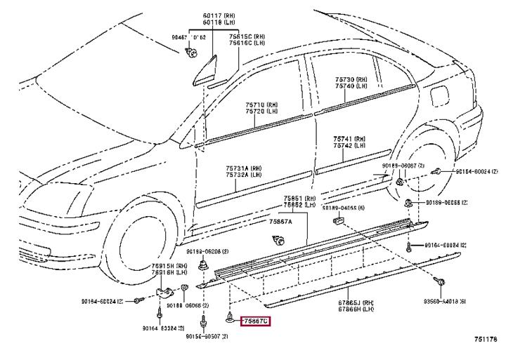 Toyota 75867-30110 Кліпса 7586730110: Приваблива ціна - Купити в Україні на EXIST.UA! 7586730110 Toyota Кліпса