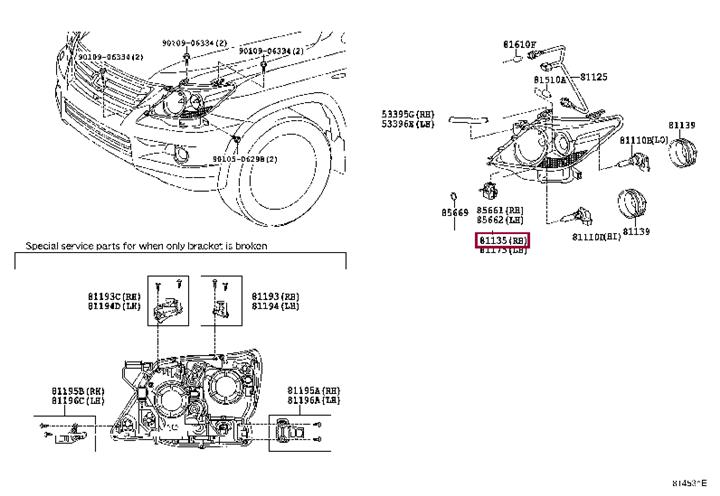 8113060D61 Toyota Фара основна