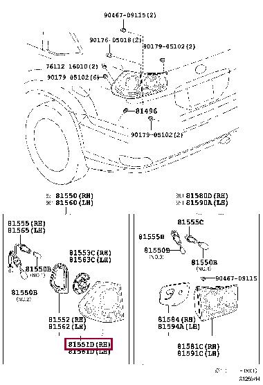 8155148061 Toyota Фонарь задний правый