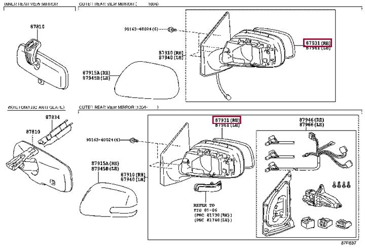 8793112A90 Toyota Стекло зеркала