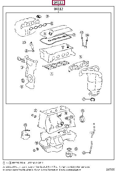 Toyota 04111-28453 Прокладки двигателя, комплект 0411128453: Отличная цена - Купить в Украине на EXIST.UA! 0411128453 Toyota Прокладки двигателя, комплект