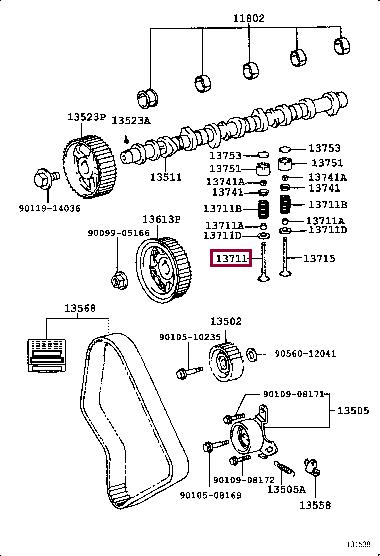 1371154030 Toyota Клапан впускной