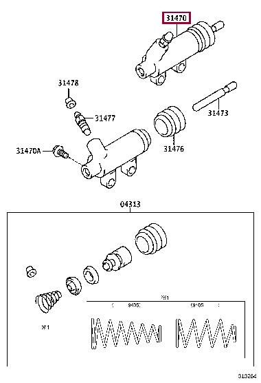 3147060201 Toyota Цилиндр сцепления, рабочий