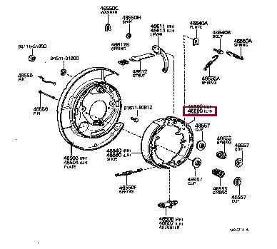 Toyota 46590-24011 Колодки тормозные барабанные задние, комплект 4659024011: Отличная цена - Купить в Украине на EXIST.UA! 4659024011 Toyota Колодки тормозные барабанные задние, комплект