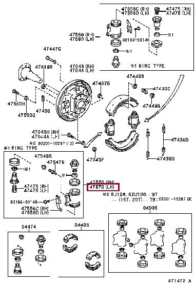 4757036210 Toyota Цилиндр тормозной, колесный