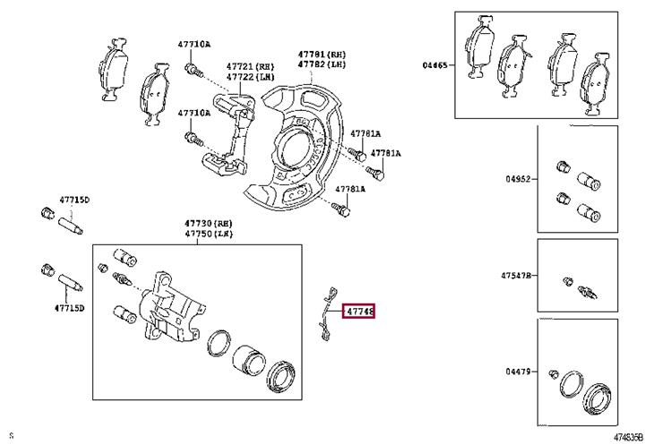 477480D070 Toyota Комплект монтажний гальмівних колодок