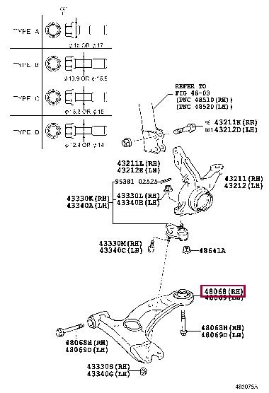 Toyota 48068-21010 Рычаг подвески 4806821010: Отличная цена - Купить в Украине на EXIST.UA! 4806821010 Toyota Рычаг подвески