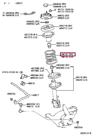 Пружини амортизатора Toyota Avensis (Тойота Авенсіс): 4813105430 Toyota Пружина підвіски передня