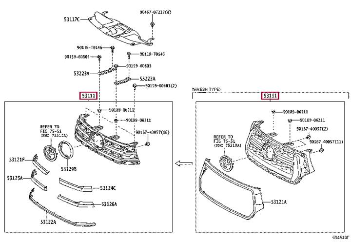 531000K510 Toyota Решетка радиатора