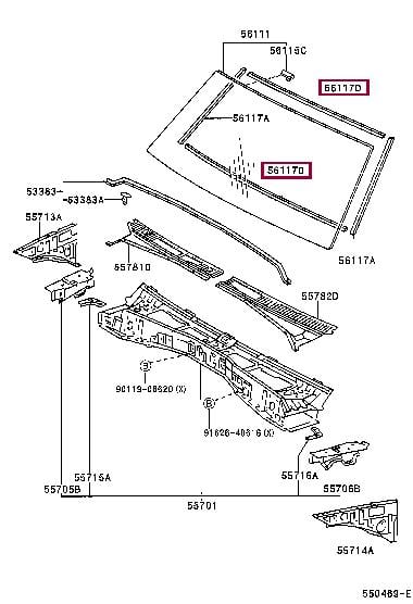 5611760050 Toyota Уплотнитель стекла ветрового