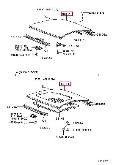 6311120640 Toyota Крыша