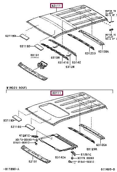 6311160480 Toyota Панель крыши