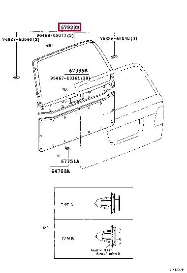 6793960070A0 Toyota Накладка двері внутрішня