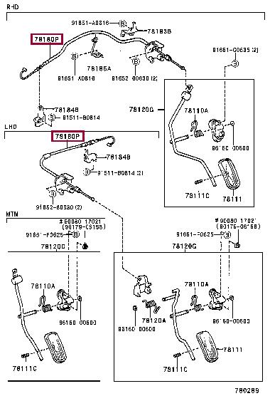 7818020A30 Toyota Трос акселератора