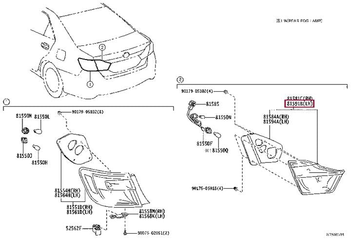 Toyota 81591-33200 Фонарь задний левый 8159133200: Отличная цена - Купить в Украине на EXIST.UA! 8159133200 Toyota Фонарь задний левый