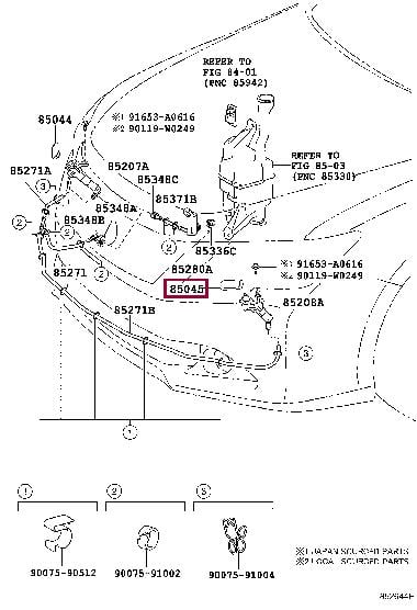 8504533080C0 Toyota Кришка форсунки омивача фари ліва