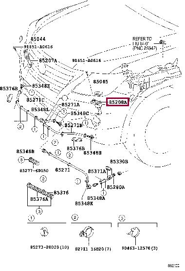 Toyota 85208-60070 Форсунка омывателя фары левой 8520860070: Отличная цена - Купить в Украине на EXIST.UA! 8520860070 Toyota Форсунка омывателя фары левой
