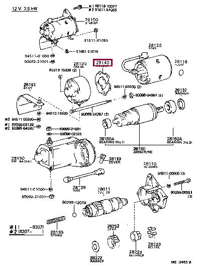 Toyota 28140-77090 Щетки стартера 2814077090: Отличная цена - Купить в Украине на EXIST.UA! 2814077090 Toyota Щетки стартера