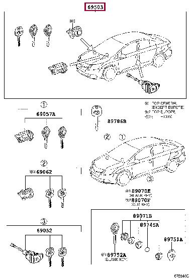6900505210 Toyota Замок зажигания